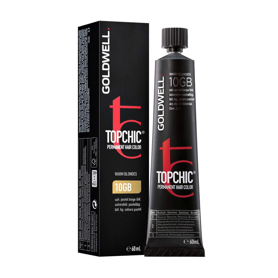 Стійка професійна фарба для волосся Goldwell Topchic Permanent Hair Color 10GB Sahara Pastel Beige Blonde, 60 мл