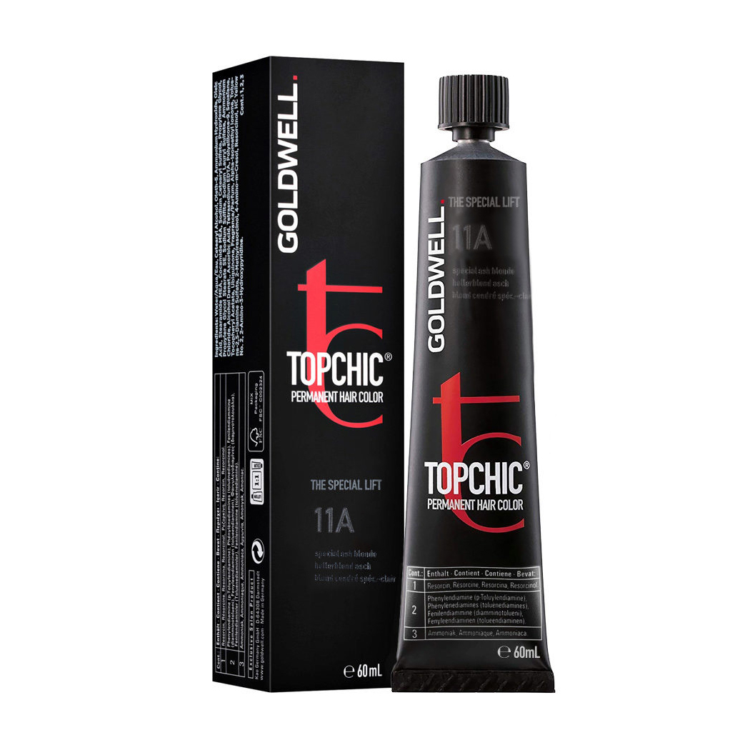 Стійка професійна фарба для волосся Goldwell Topchic Permanent Hair Color 11A Special Ash Blonde, 60 мл