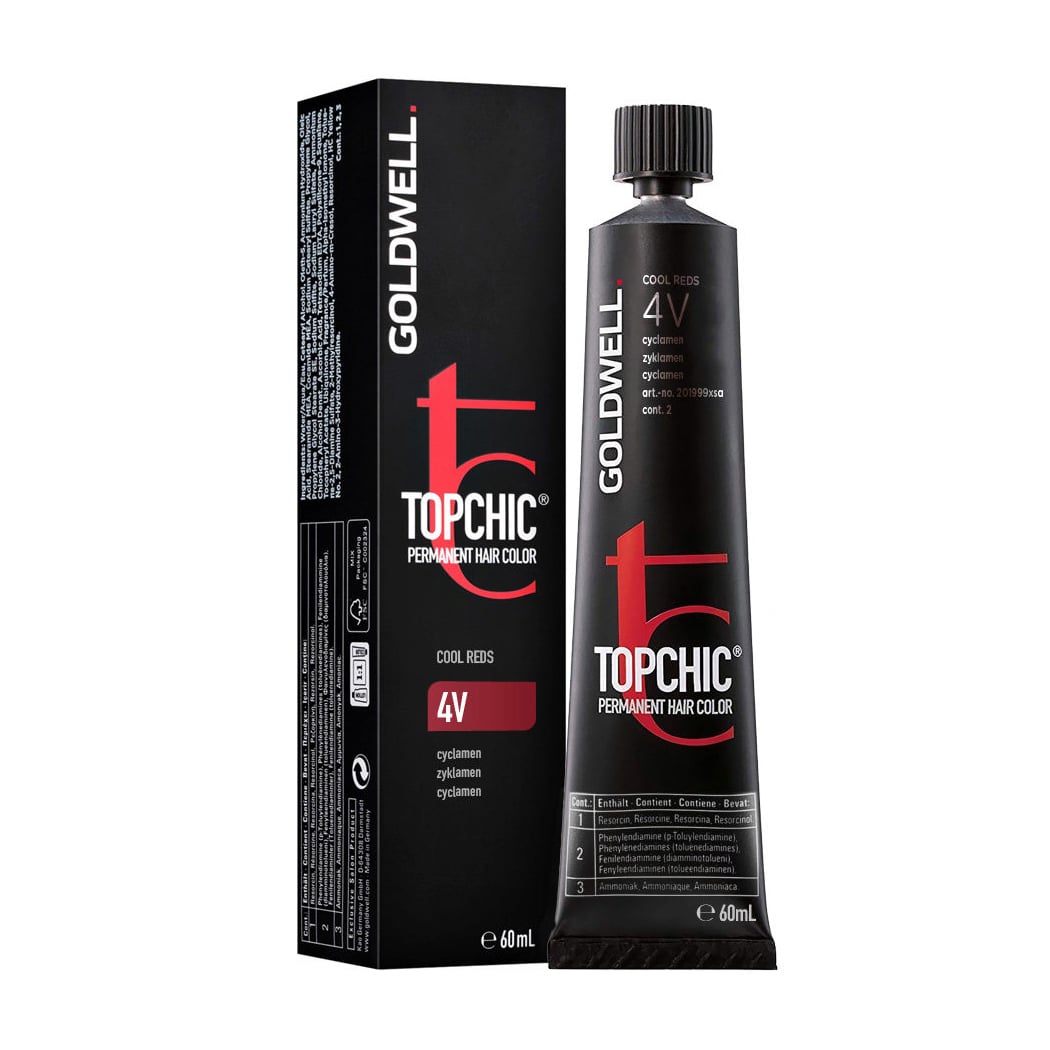 Стійка професійна фарба для волосся Goldwell Topchic Permanent Hair Color 4V Cyclamen, 60 мл