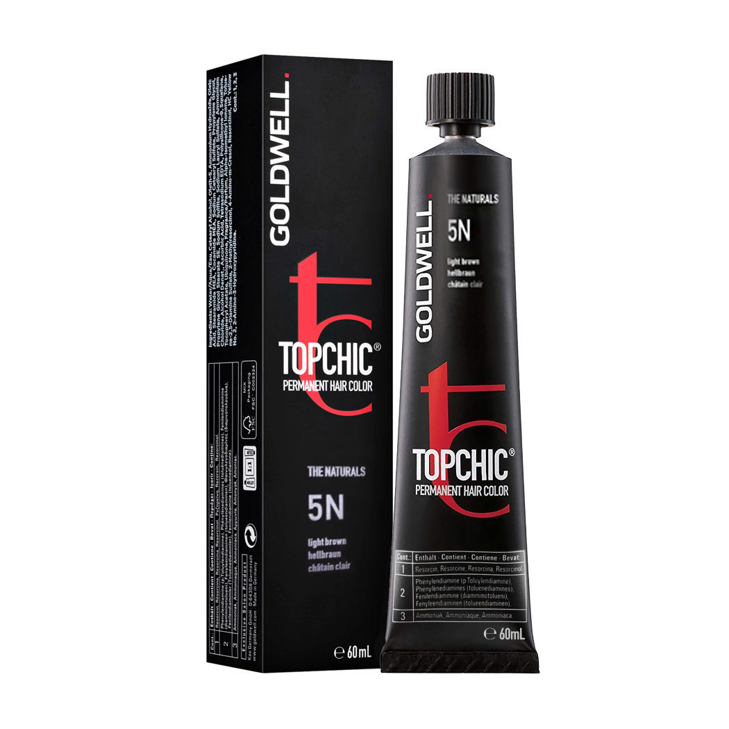 Стійка професійна фарба для волосся Goldwell Topchic Permanent Hair Color 5N Light Brown, 60 мл